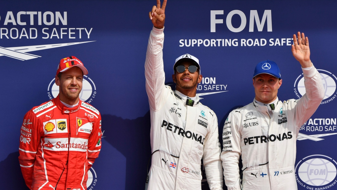 Sebastian Vettel, Lewis Hamilton et Valtteri Bottas