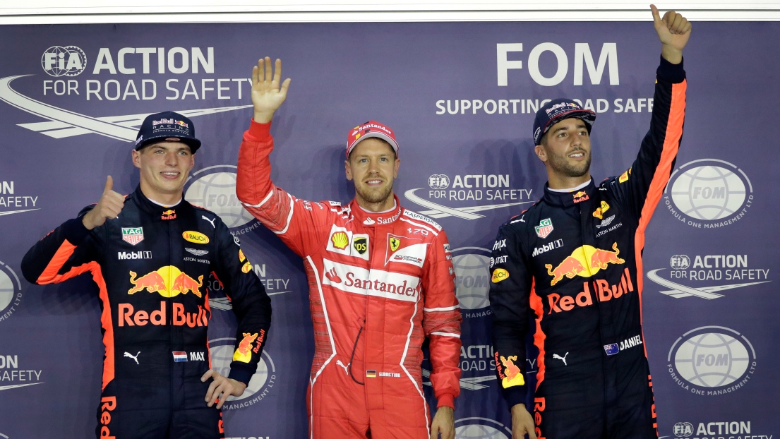 Max Verstappen, Sebastian Vettel et Daniel Ricciardo
