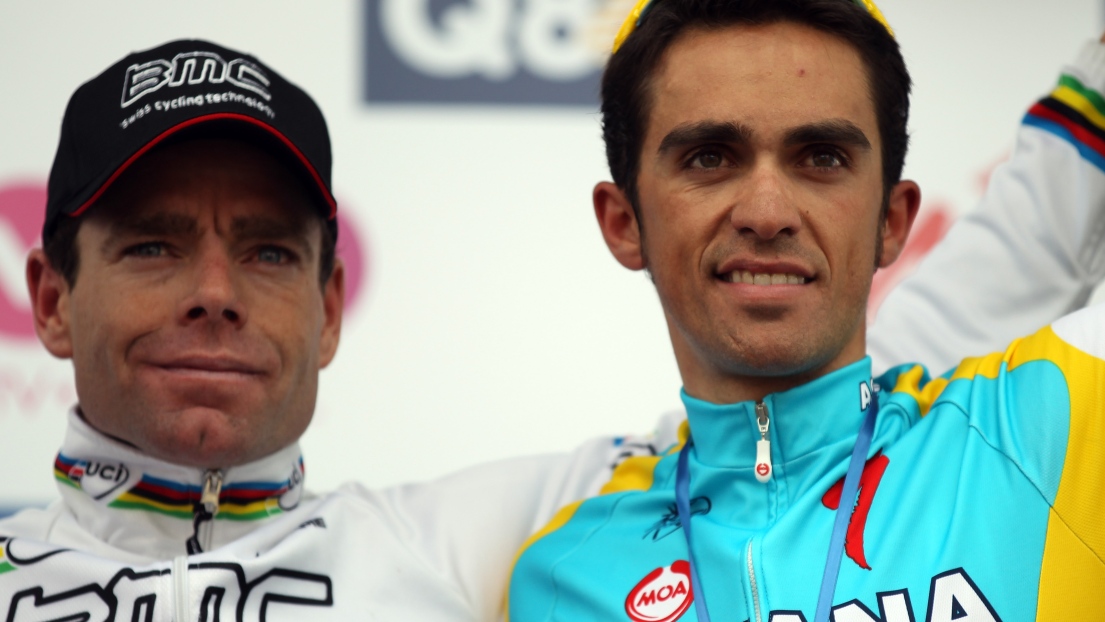 Alberto Contador (droite) et Cadel Evans