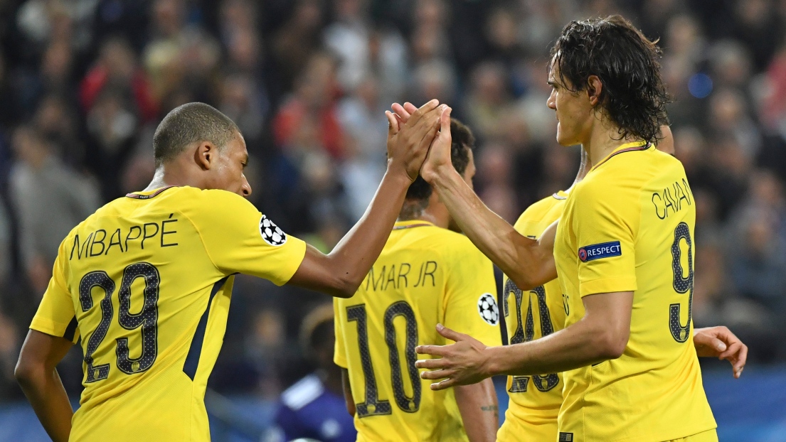 Kylian Mbappé et Edinson Cavani