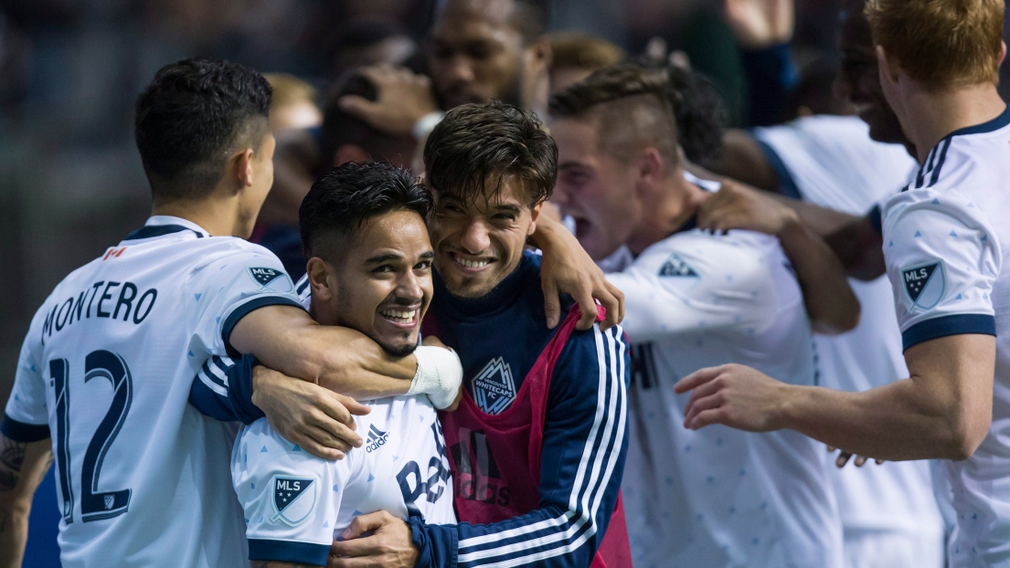 Les Whitecaps célèbrent leur victoire aux dépens des Earthquakes