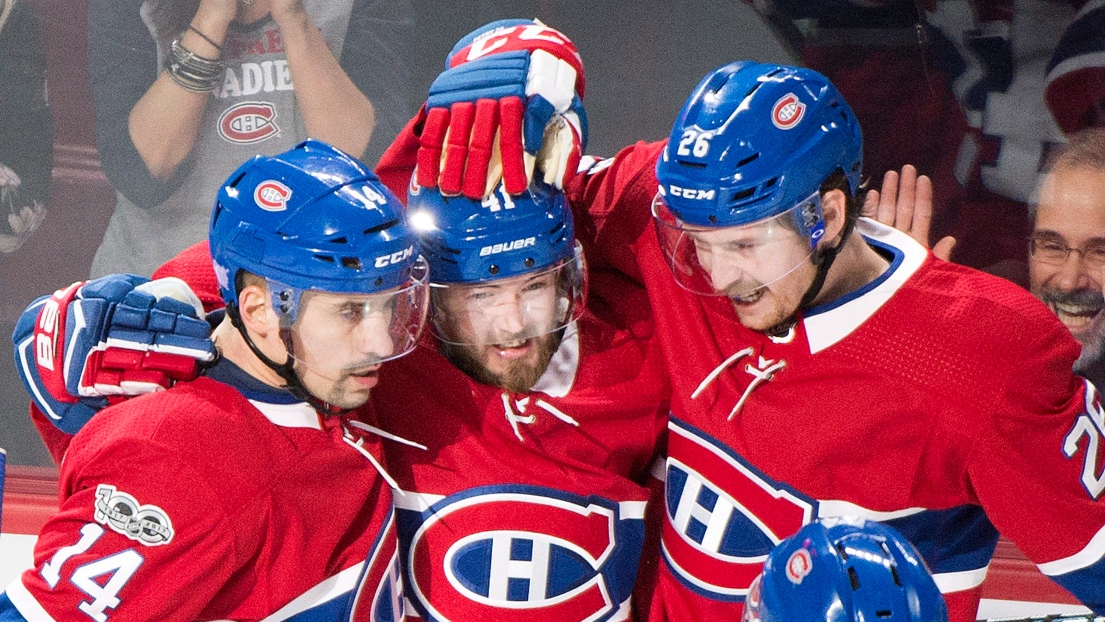 Tomas Plekanec, Paul Byron et Jeff Petry