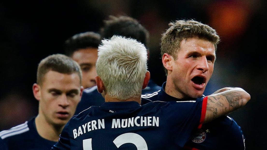 Les joueurs du Bayern Munich célèbrent un but.