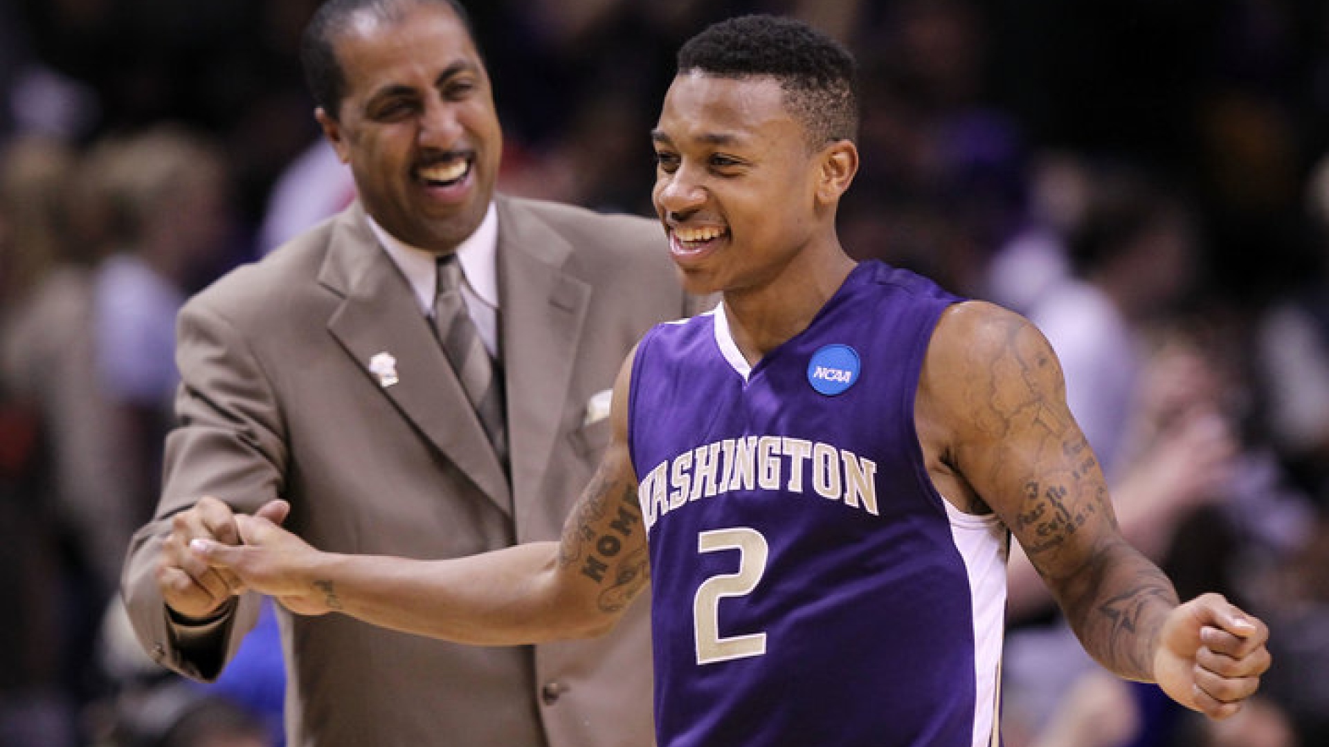 Isaiah Thomas dans l'uniforme des Huskies de Wahington