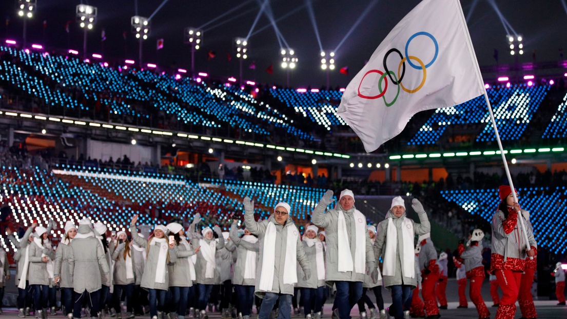 La athlètes olympiques de Russie à la cérémonie d'ouverture