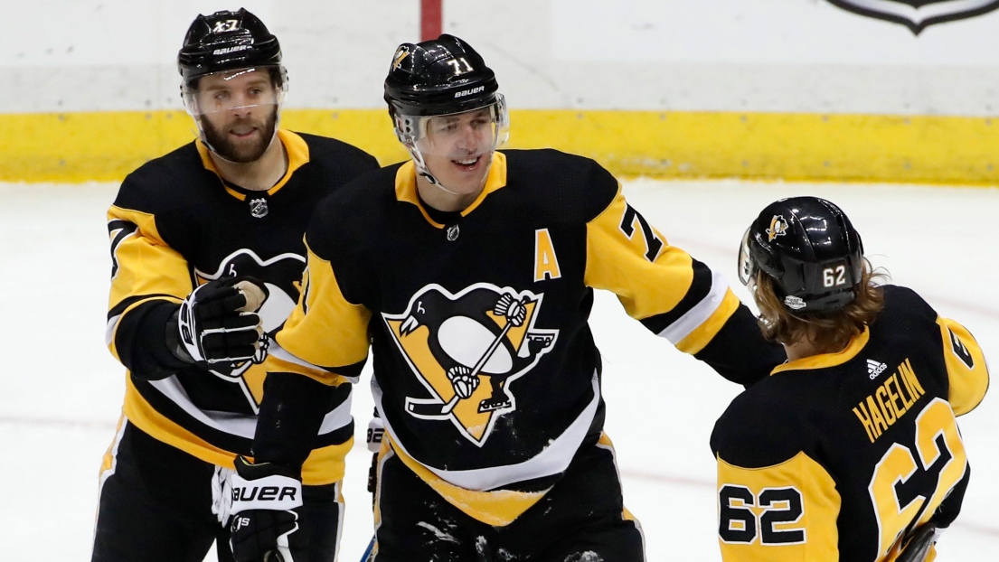 Bryan Rust, Evgeni Malkin et Carl Hagelin