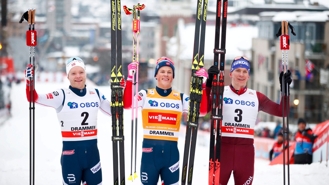 Eirik Brandsdal, Johannes Hoesflot Klaebo et Alexander Bolshunov