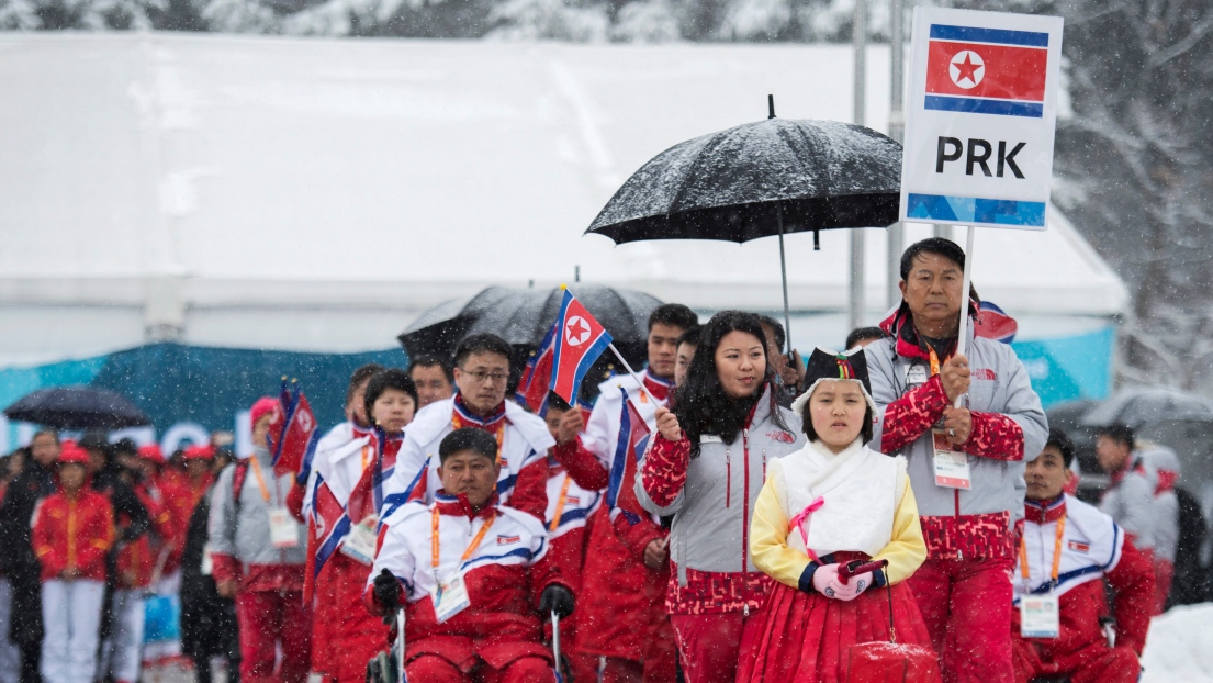 La délégation nord-coréenne arrive à PyeongChang.