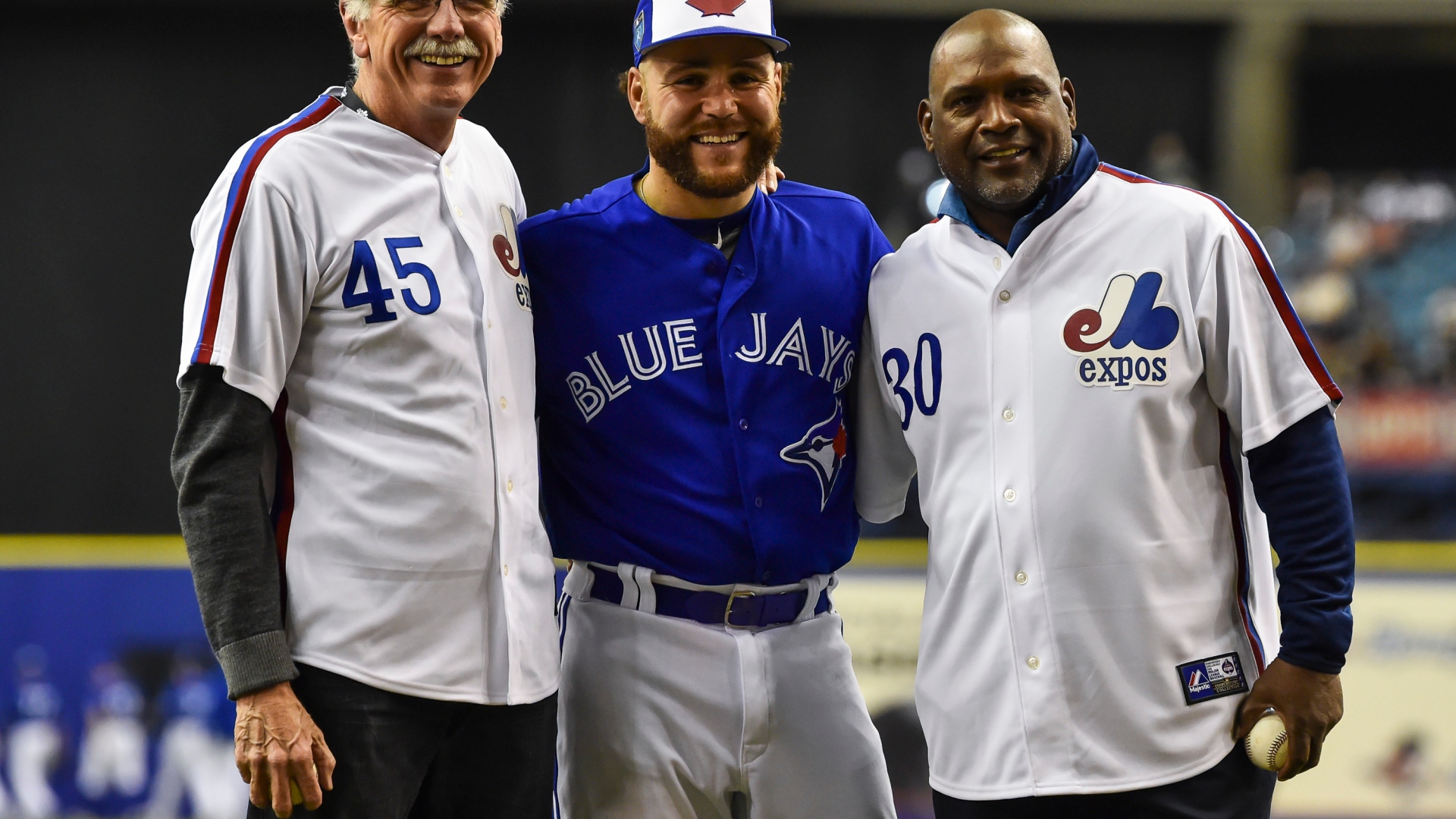 Steve Rogers, Russell Martin et Tim Raines au Stade olympique Steve Rogers, Russell Martin et Tim Raines au Stade olympique