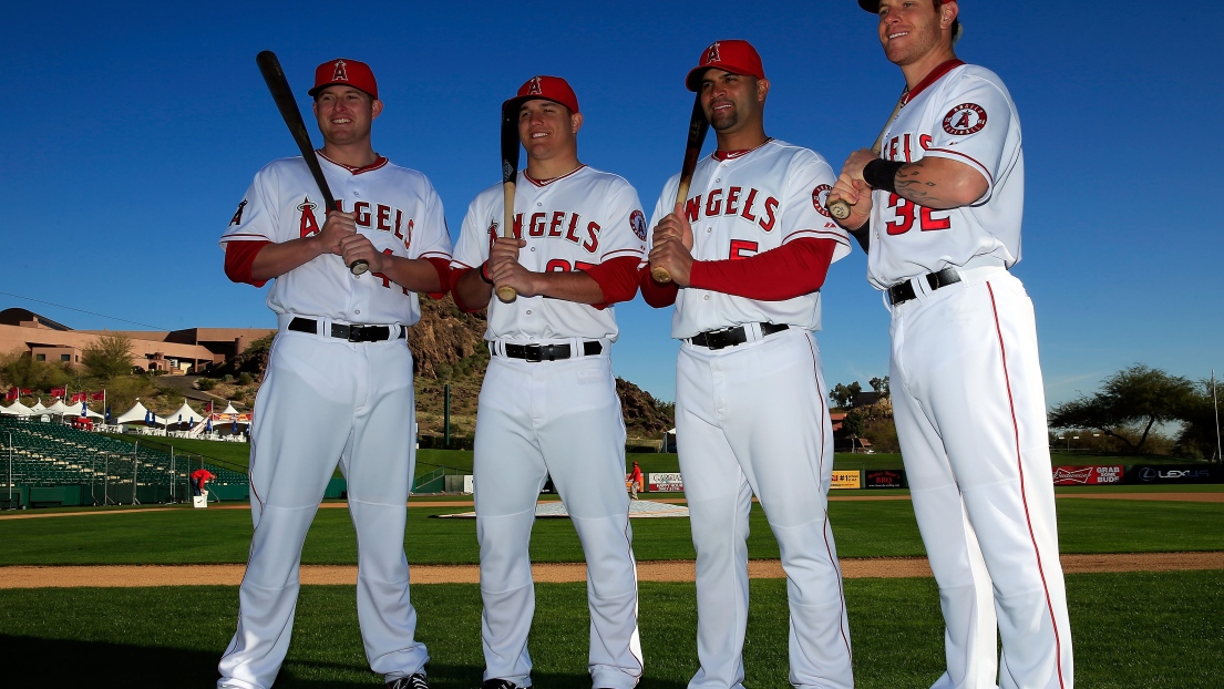 Mark Trumbo, Mike Trout, Albert Pujols et Josh Hamilton