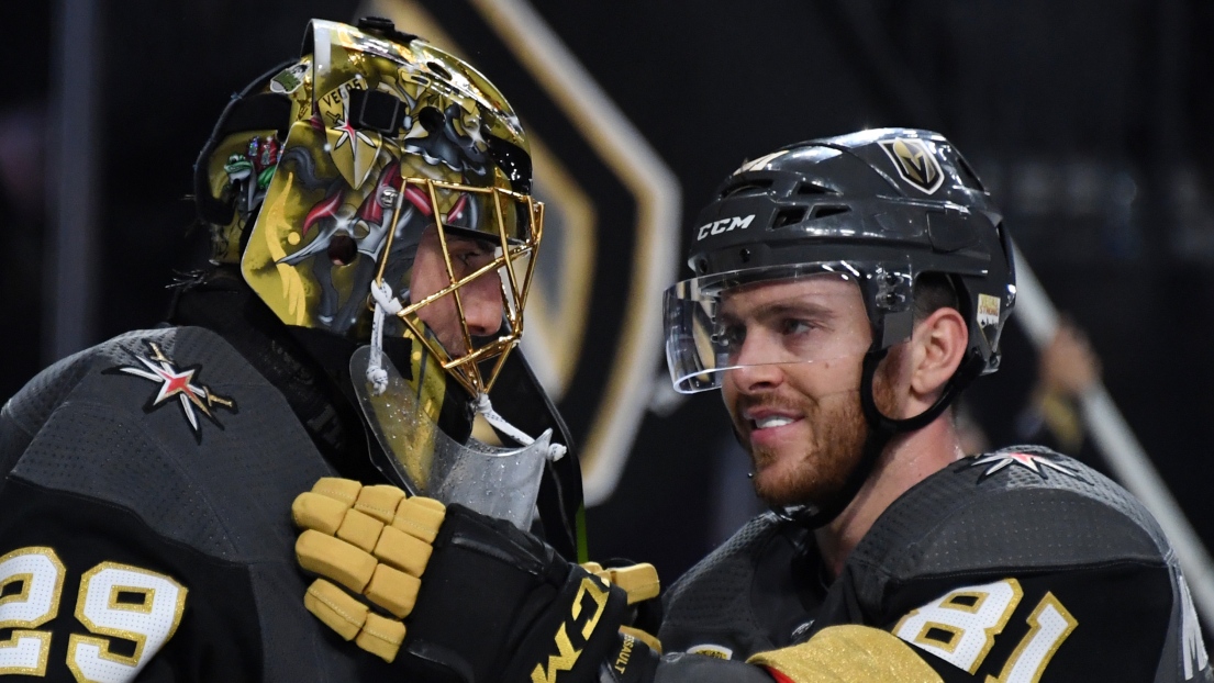 Marc-André Fleury (à gauche) et Jonathan Marchessault