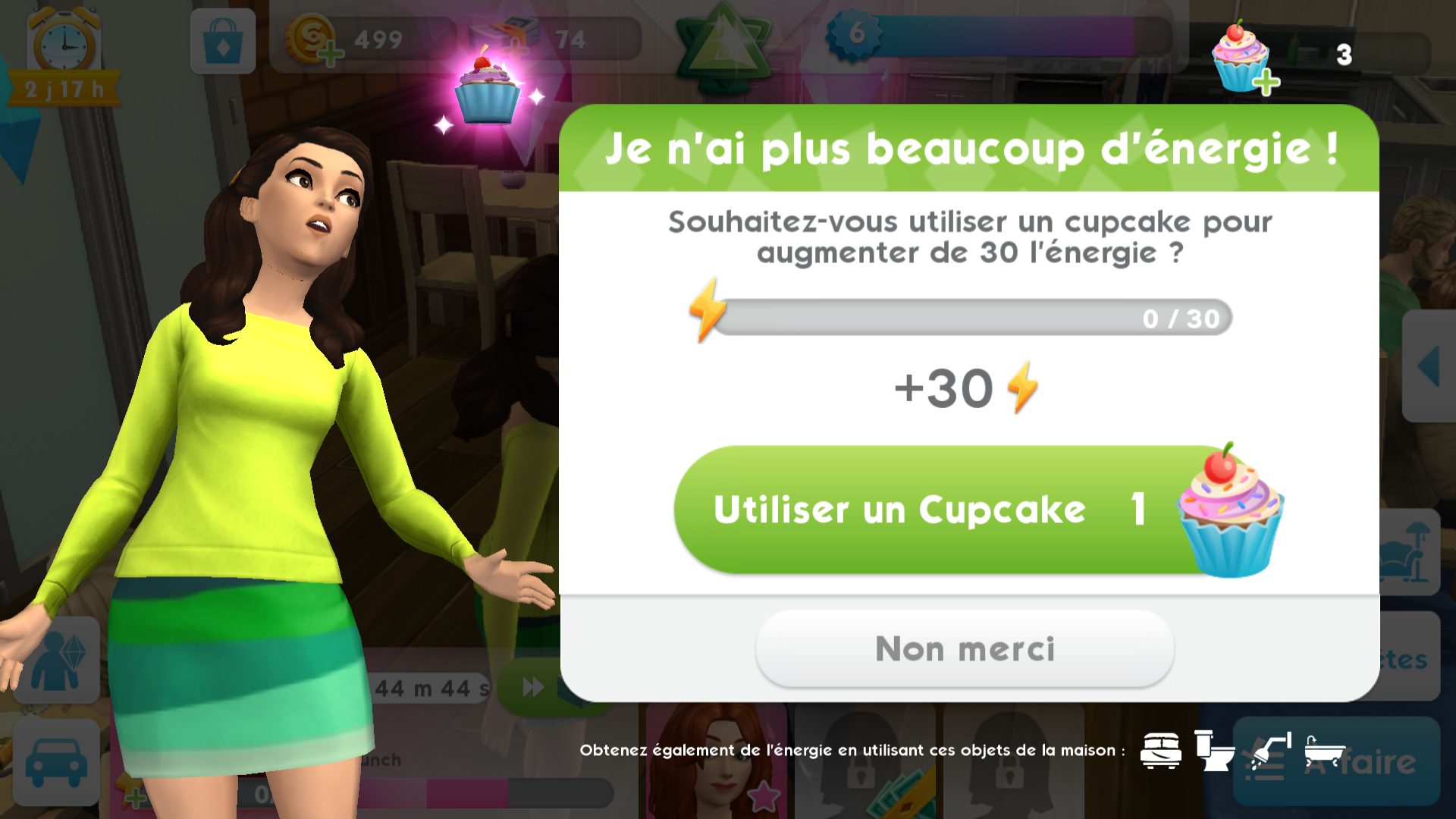 Oui, manger un cupcake redonne de l’énergie, mais un cupcake ça coûte cher à SimVille