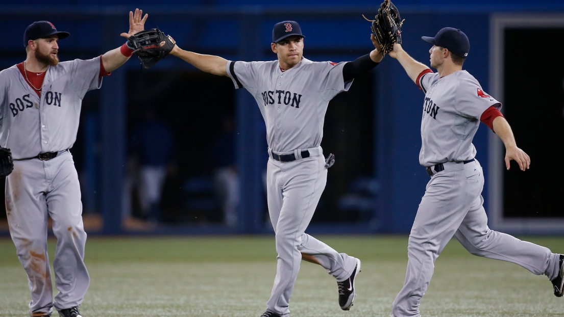 Jonny Gomes, Jacoby Ellsbury et Daniel Nava