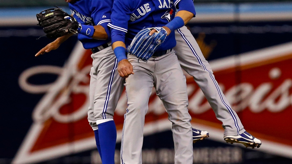 Rajai Davis, Jose Bautista et Colby Rasmus