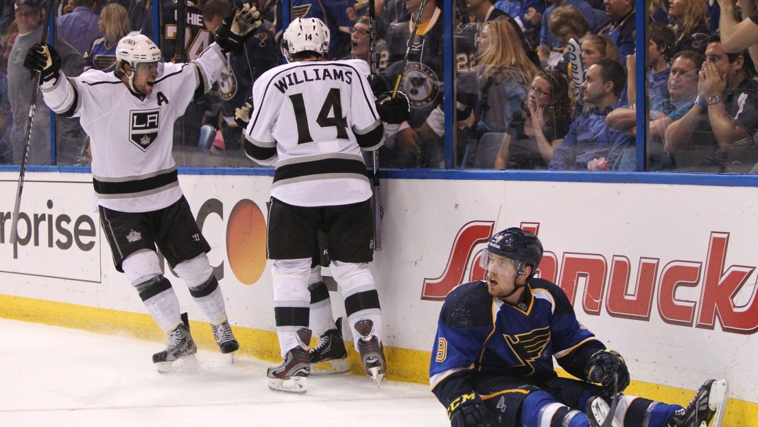 Anze Kopitar,Justin Williams et Slava Voynov 