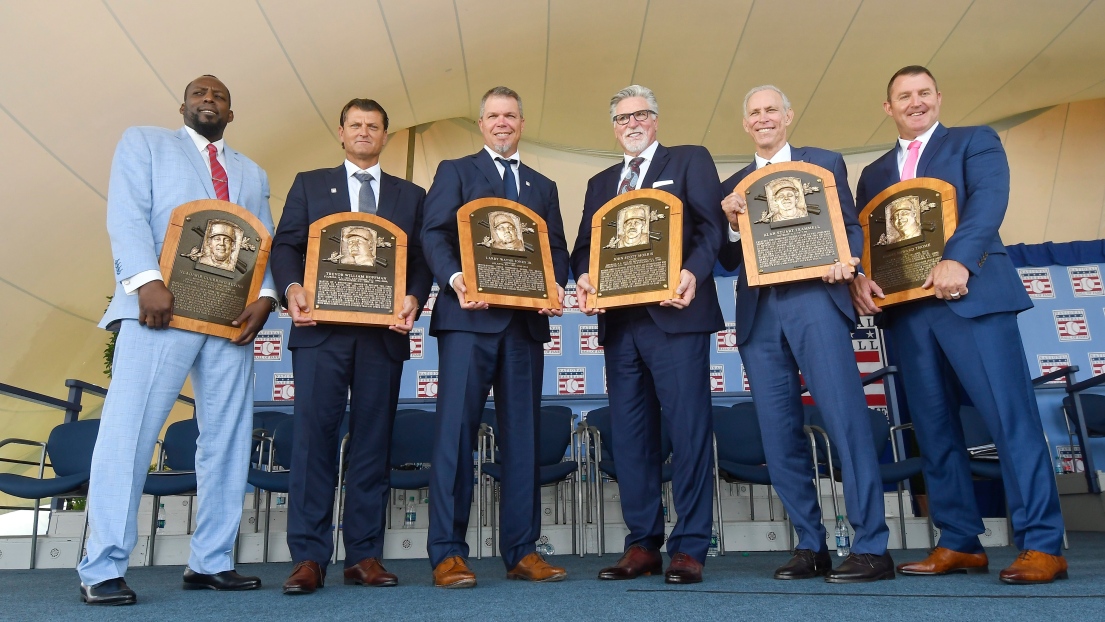 Vladimir Guerrero, Trevor Hoffman, Chipper Jones, Jack Morris, Alan Trammell et Jim Thome