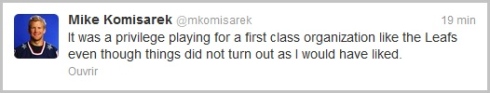 Tweet de Mike Komisarek