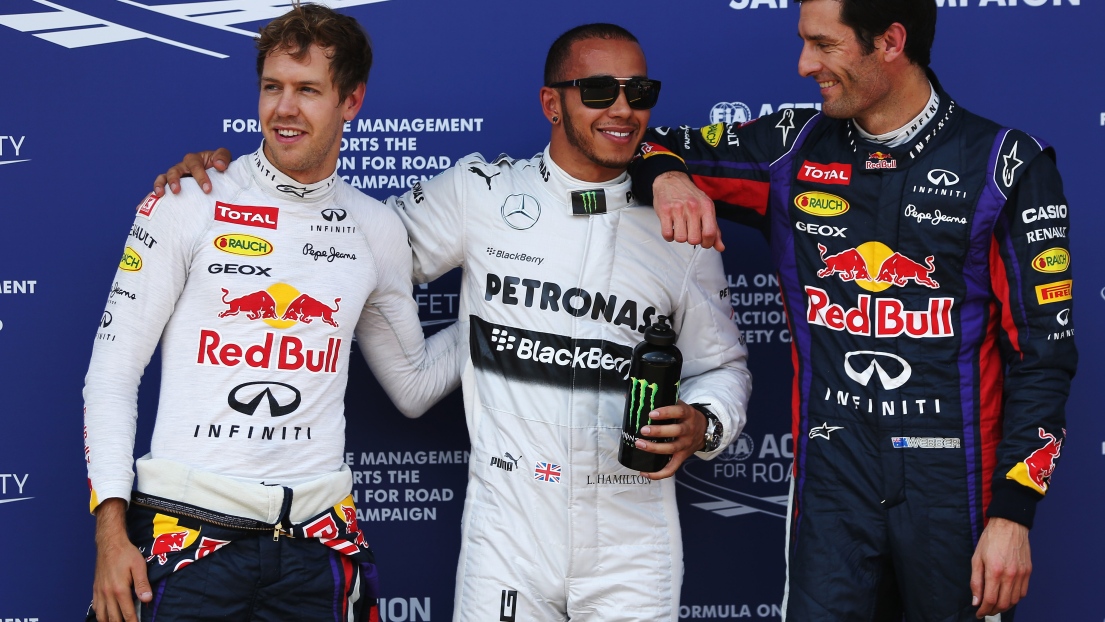 Sebastian Vettel, Lewis Hamilton et Mark Webber