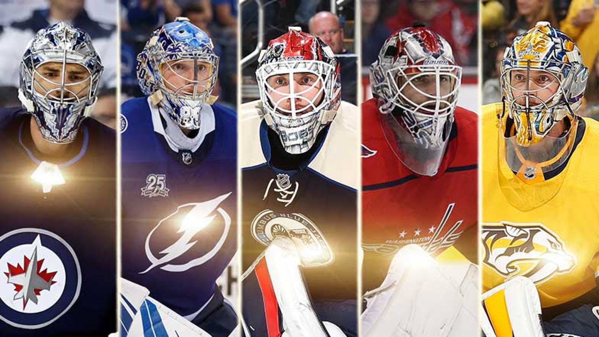 Connor Hellebuyck, Andrei Vasilevskiy, Sergei Bobrovsky, Braden Holtby, Pekka Rinne Top-10 gardiens LNH - 1er octobre 2018