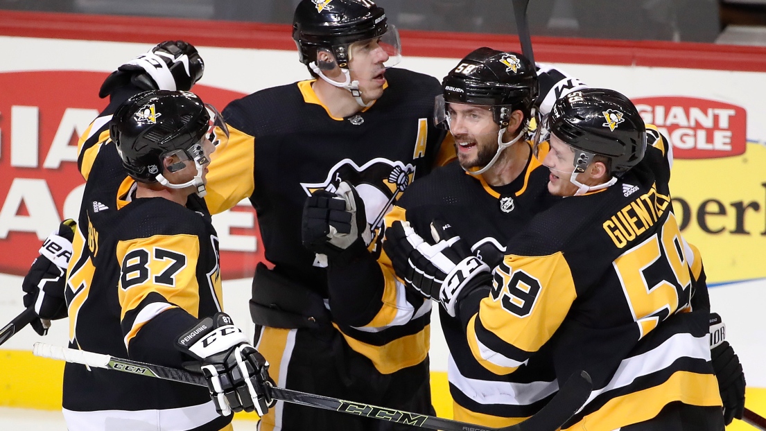 Sidney Crosby, Evgeni Malkin, Kris Letang et Jake Guentzel