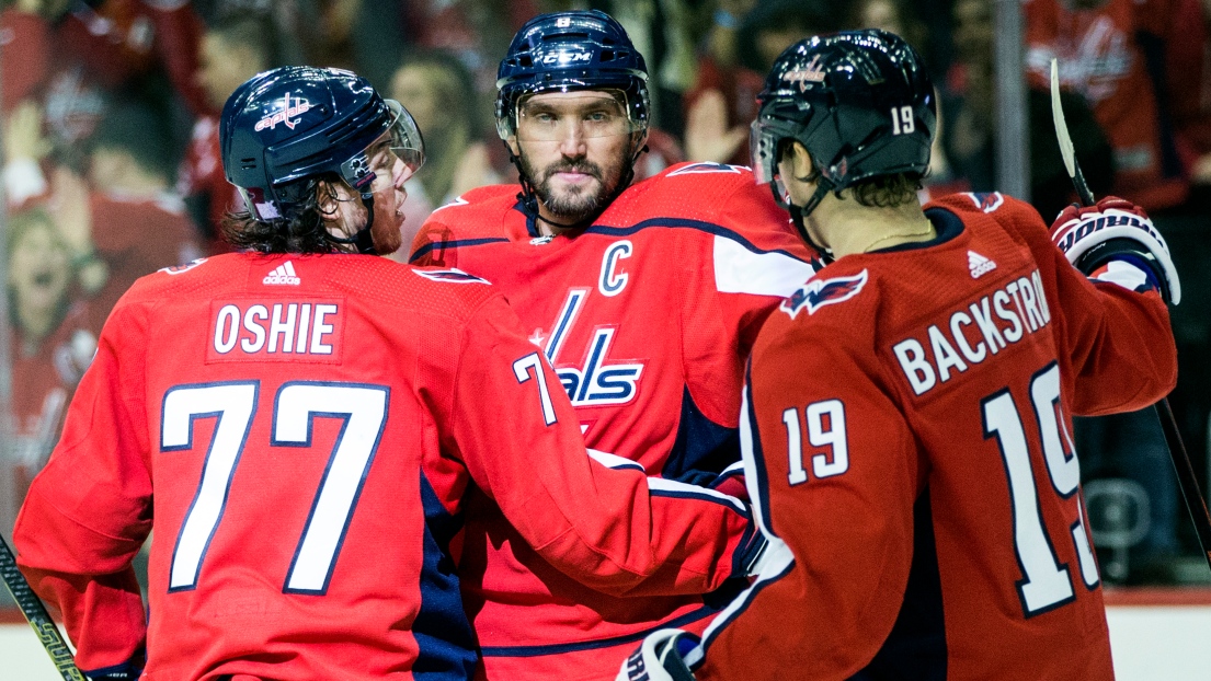 Nicklas Backstrom, Alexander Ovechkin et T.J. Oshie