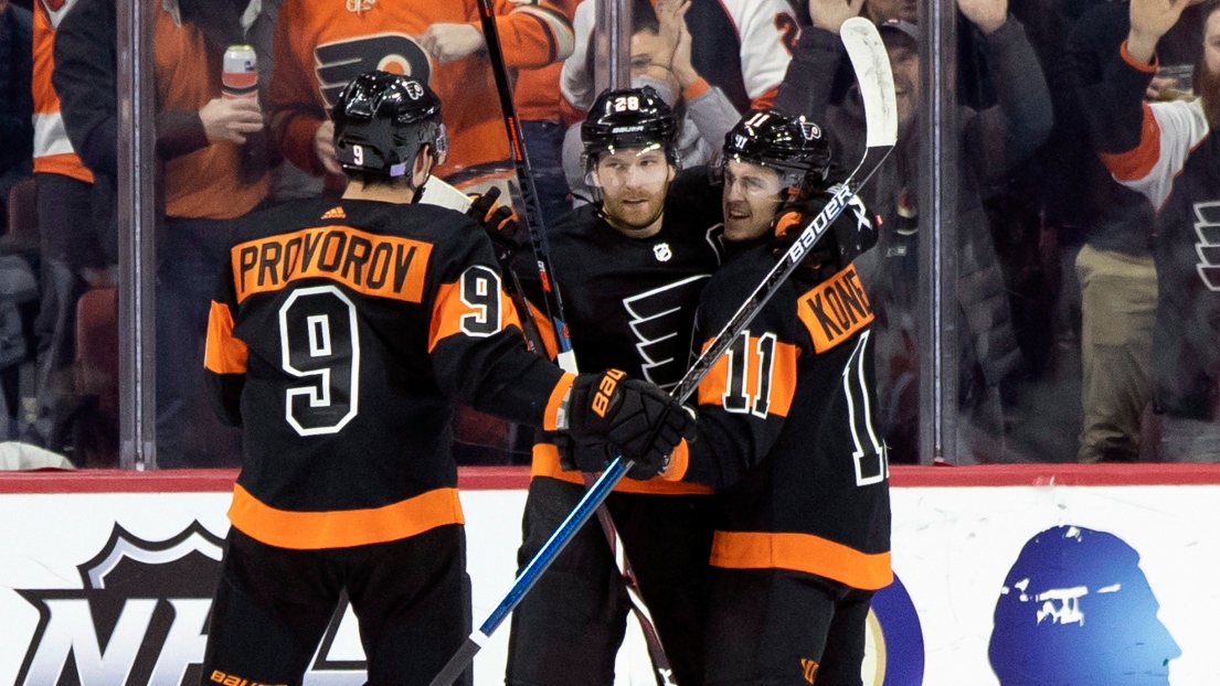 Ivan Provorov, Claude Giroux et Travis Konecny