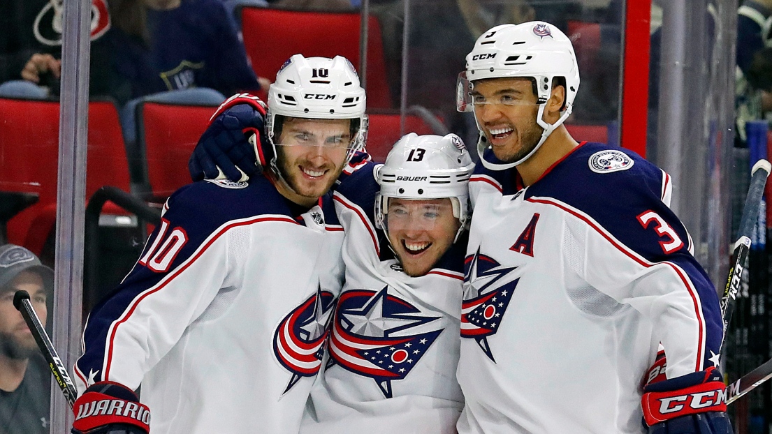 Alexander Wennberg, Cam Atkinson et Seth Jones