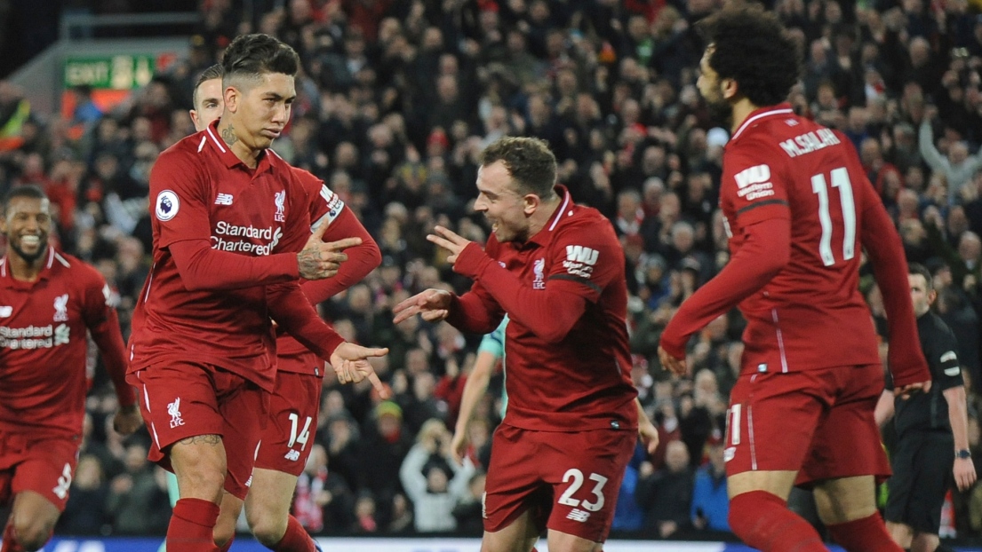 Roberto Firmino, Xherdan Shaqiri et Mohamed Salah