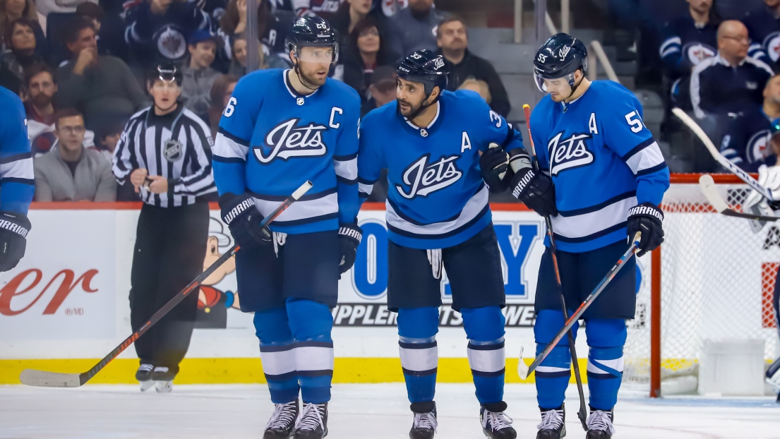 Blake Wheeler, Dustin Byfuglien et Mark Scheifele