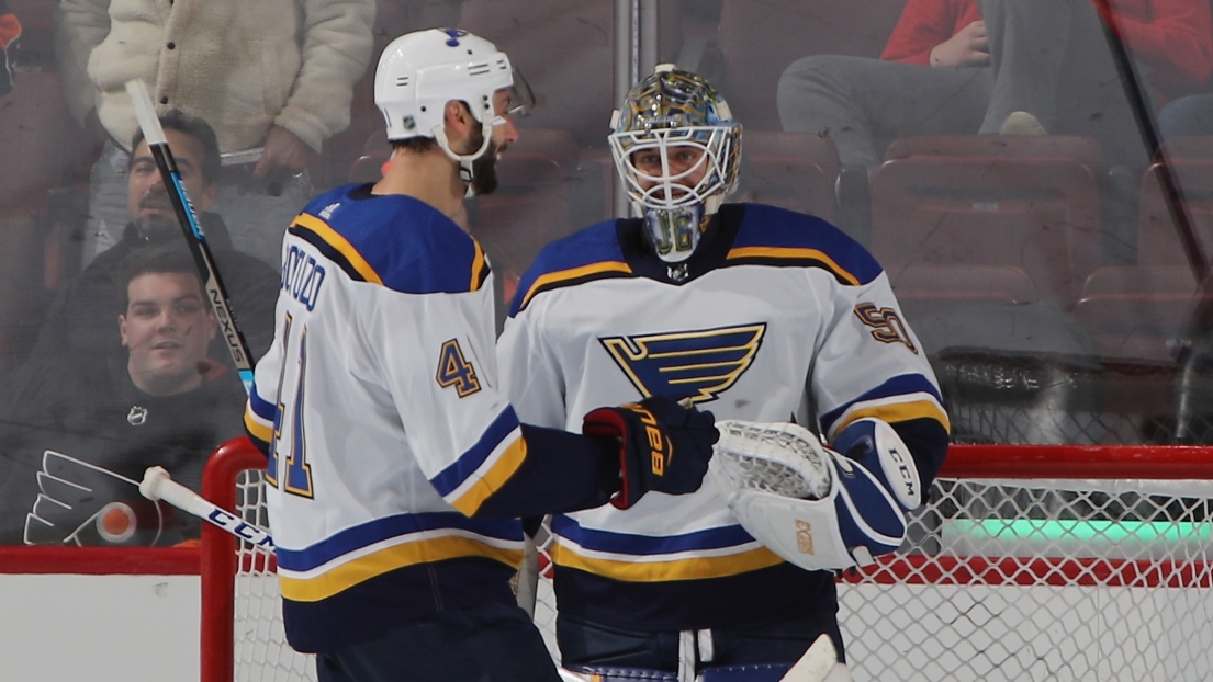 Carl Gunnarsson et Jordan Binnington