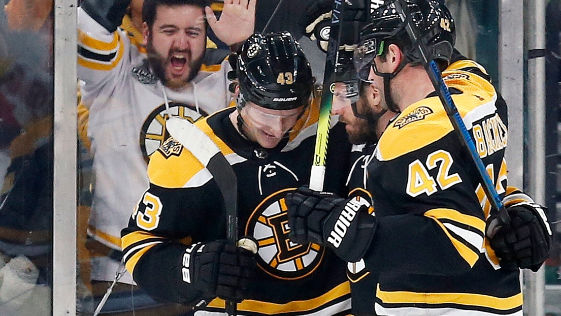 Danton Heinen, David Krejci et David Backes