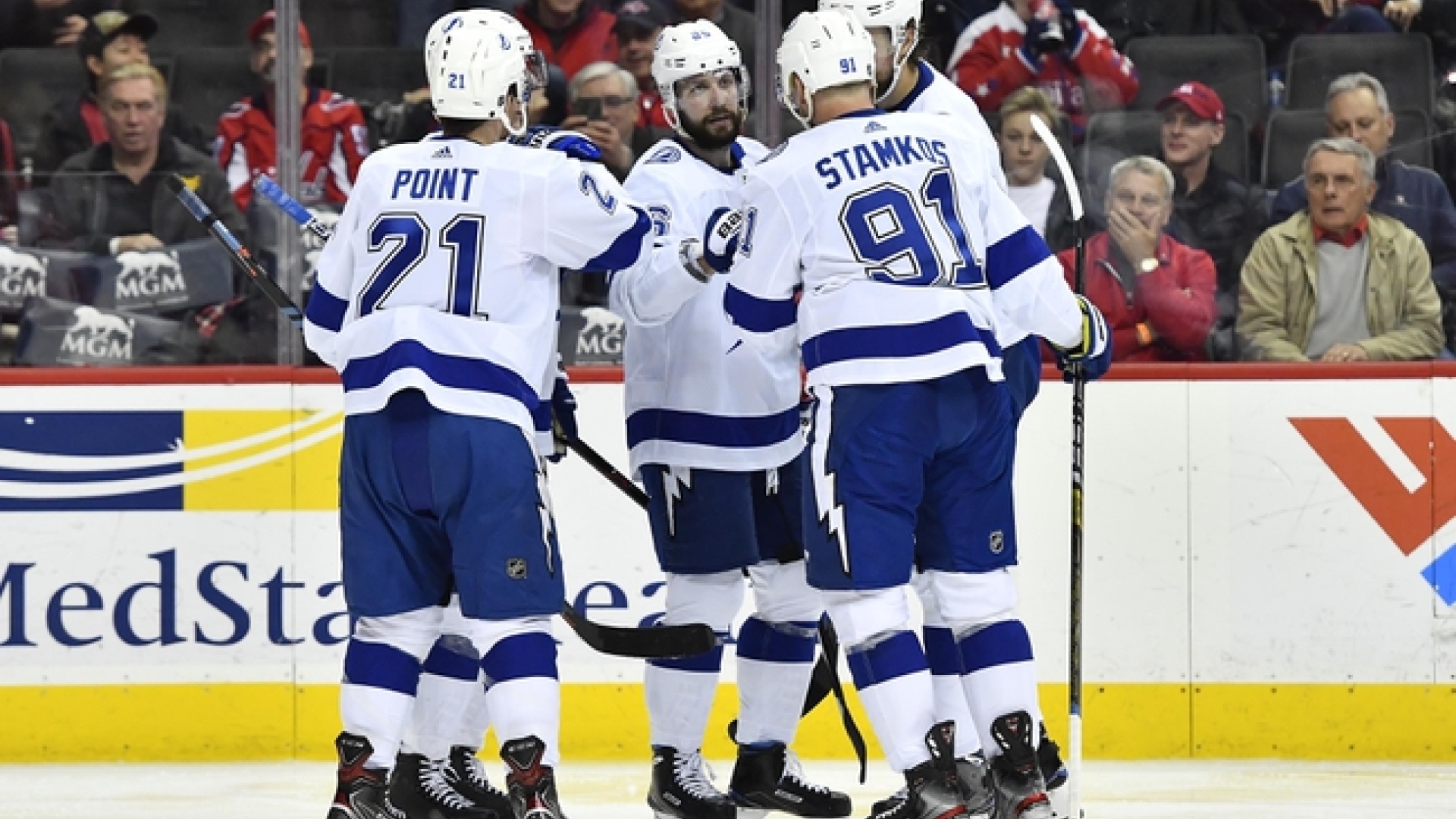 Brayden Point, Nikita Kucherov, Steven Stamkos et Victor Hedman