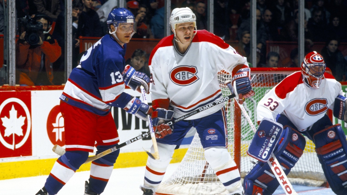 Teemu Selanne, Lyle Odelein et Patrick Roy