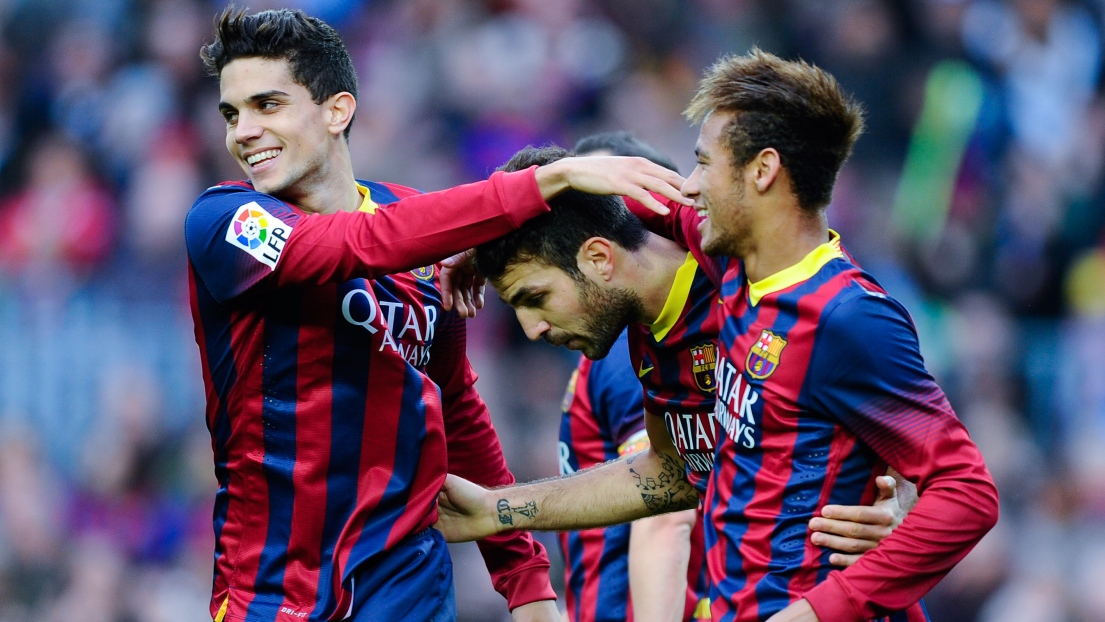 Marc Bartra, Cesc Fabregas et Neymar