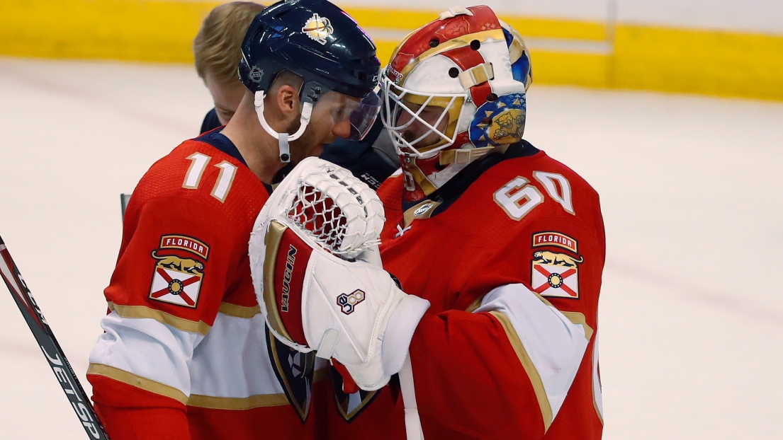 Jonathan Huberdeau et Chris Driedger