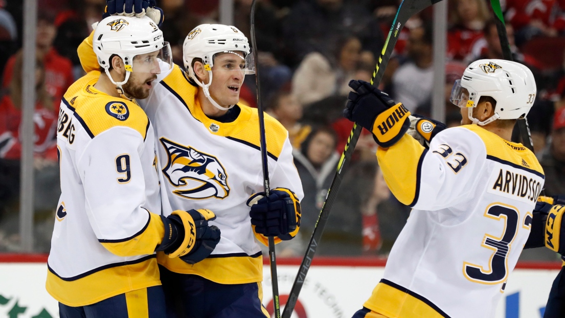 Filip Forsberg, Kyle Turris et Viktor Arvidsson