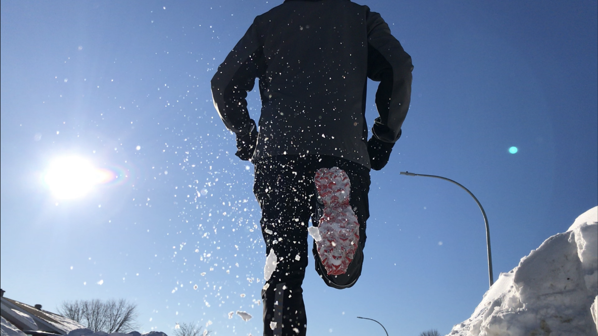 Photo de moi, parcourant les rues enneigées de Baie-Comeau en 2019.