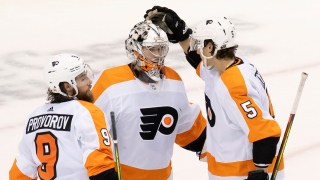 Ivan Provorov, Carter Hart et Philippe Myers Ivan Provorov, Carter Hart et Philippe Myers