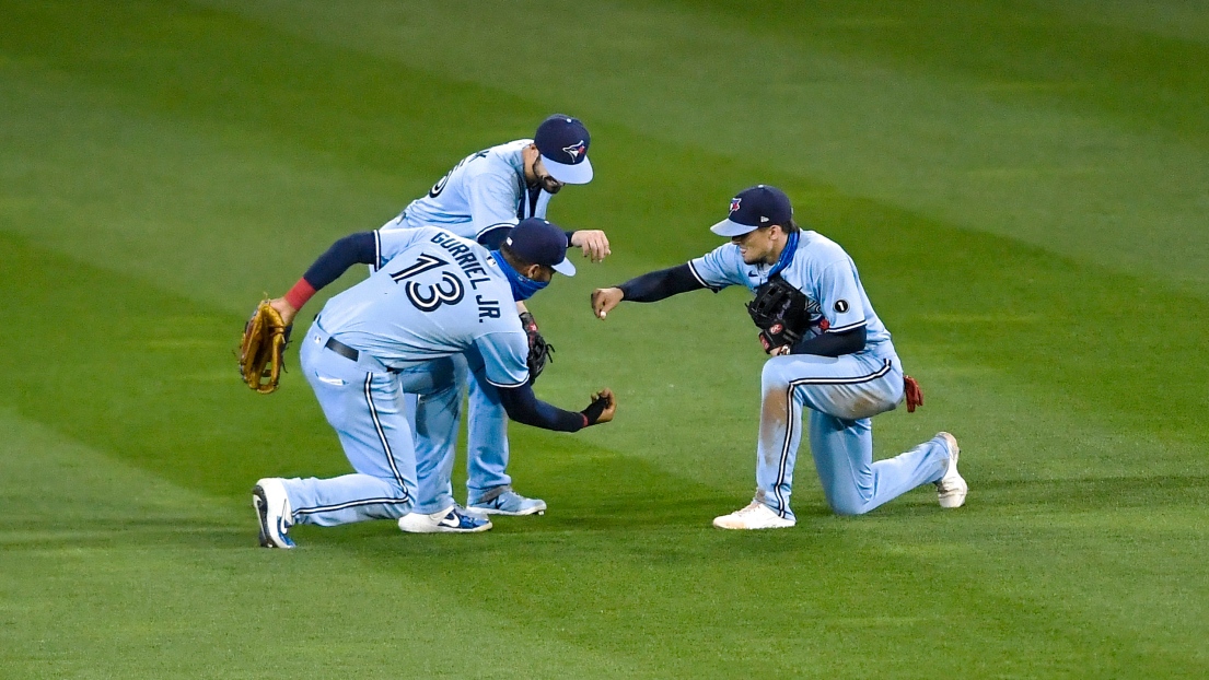 Lourdes Gurriel Jr., Randal Grichuk et Cavan Biggio