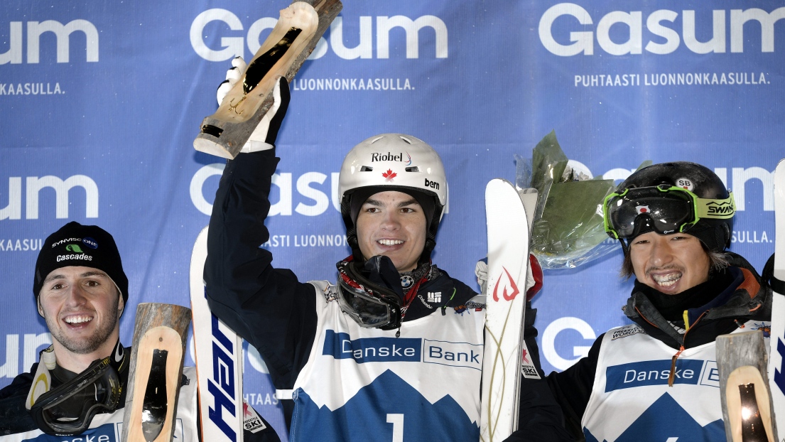 Mikaël Kingsbury, Alexandre Bilodeau et Sho Endo 