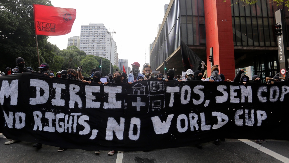 Des manifestants de la Coupe du monde au Brésil