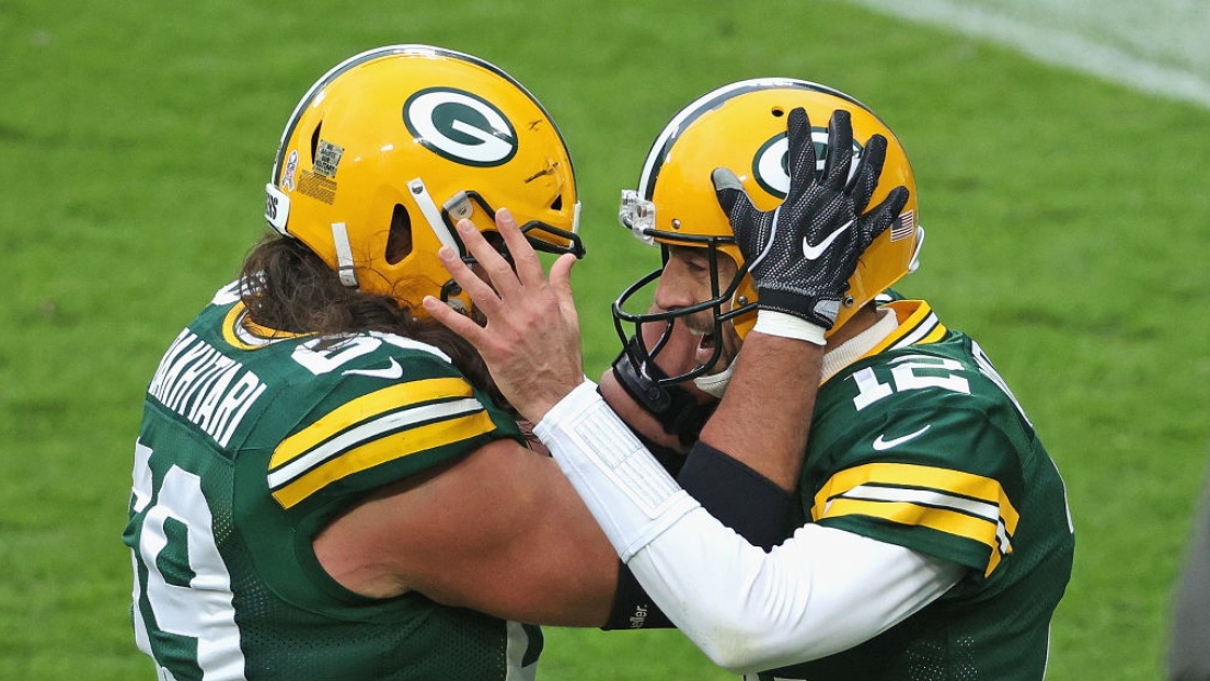 David Bakhtiari et Aaron Rodgers