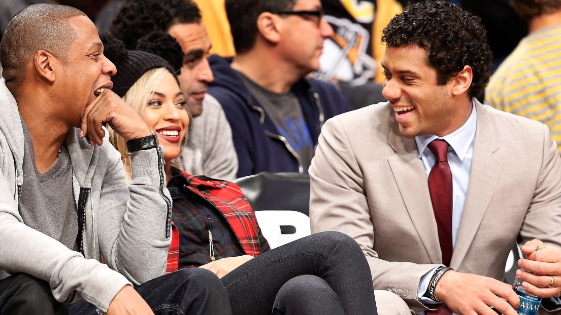 Jay Z, Beyonce et Russell Wilson à un match des Nets