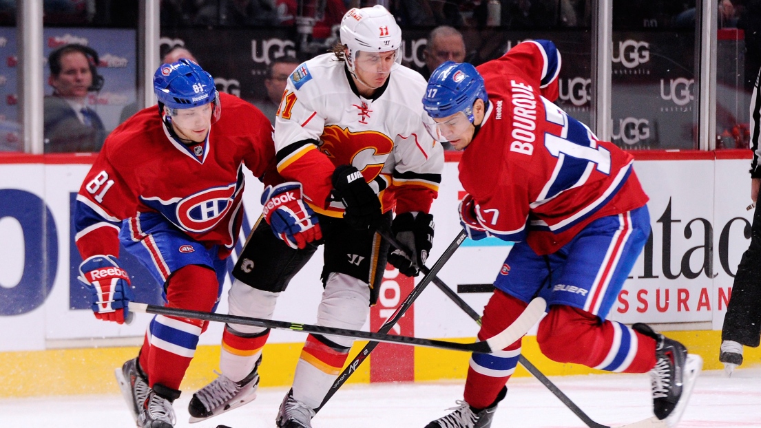 Lars Eller, Mikael Backlund et Rene Bourque