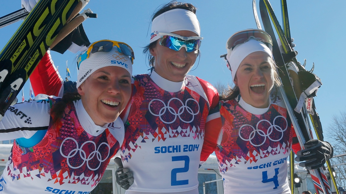 Marit Bjoergen, Charlotte Kalla et Heidi Weng.