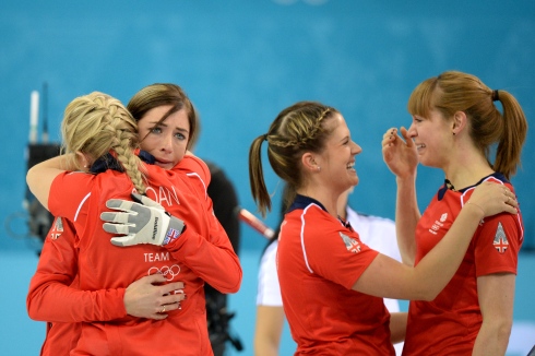 Anna Sloan, Eve Muirhead, Vicki Adams et Claire Hamilton